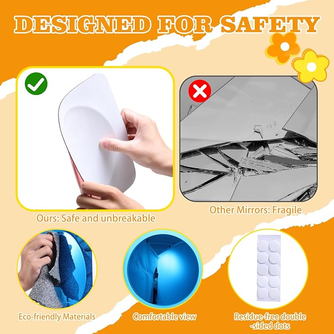 4 Pcs Sensory Wall Mirror, Acrylic Bubble Mirror Christmas Wall Decoration for Sensory Room or Science Classroom, Visual Tactile Stimulation and Curiosity Inspiration