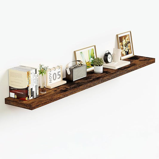 Vivelove Floating Shelves for Wall Mounted, 48 Inches Long Shelves, Display Shelf for Bathroom Living Room Kitchen Bedroom Office Farmhouse Home Decor, 48" X 9.3" X 1.5" - Set of 1, Rustic Brown