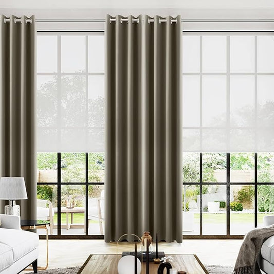 KOUFALL Taupe 52x96 Inches Long Blackout Curtains for Living Room