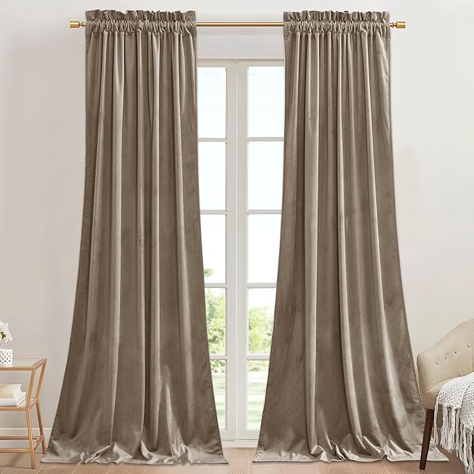 StangH Camel Beige Privacy Doorway Curtains, W42 x L84 inches, 2 Panels | 300GSM Soft Velvet, Privacy & UV Protection, Light Filtering, Thermal Insulated, Bedroom, Office, Farmhouse Decor