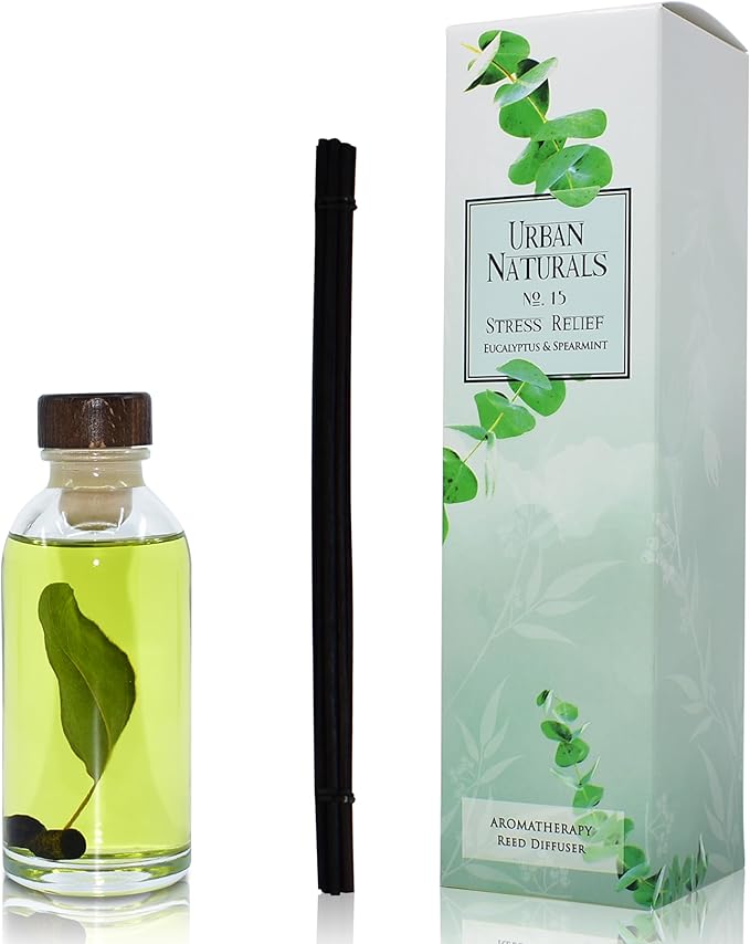 Urban Naturals Reed Diffuser Set, Eucalyptus Spearmint - Stress Relief | Fragrance your Space, Fresh Scented Room Freshener and Home Decor, Home Gift Idea. Vegan