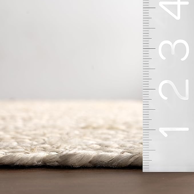 nuLOOM 12x15 Rigo Jute Hand Woven Area Rug, Off White, Solid Farmhouse Design, Natural Fiber, For Bedroom, Living Room, Dining Room, Hallway, Office, Kitchen, Entryway
