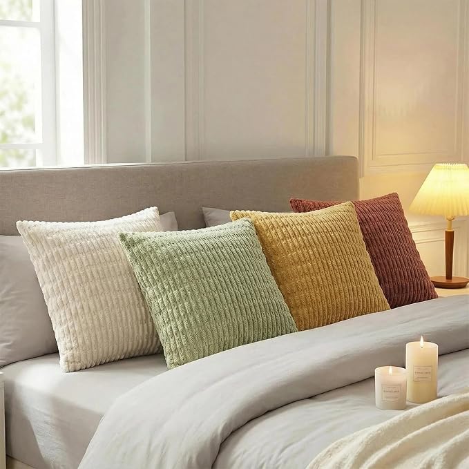 Fancy Homi 4 Packs Decorative Throw Pillow Covers for Living Room Couch Bed, Modern Farmhouse Boho Home Décor Accent Cushion Case, 12" x 12", Fall