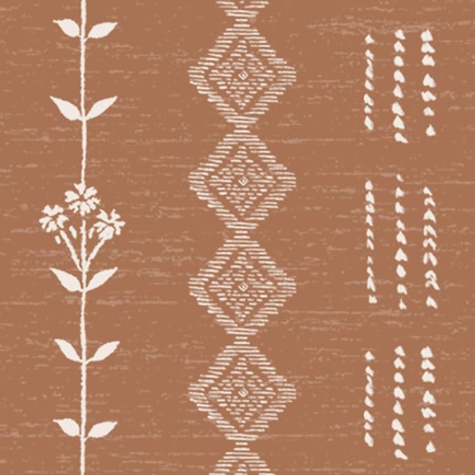 Retro Country Curtains 63 Inch Length for Living Room Kitchen Window 2 Panel Set,Sheer Fun Print Rust Burnt Orange Funky Floral Printed Boho Mid Century Modern Curtains for Bedroom 63 Inches Long