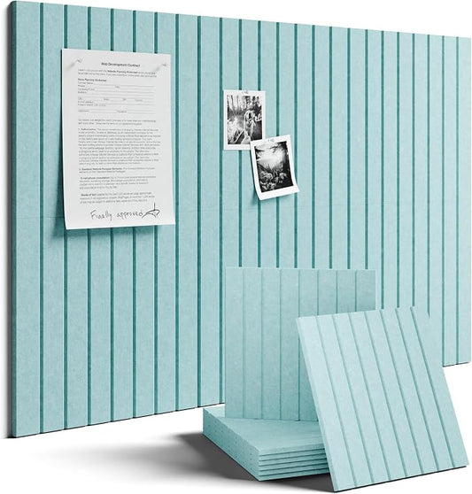 Fluxynara Large Felt Bulletin Board 36"x24" Cork Board Alternative - 6 Pack with 32 Safe Removable Adhesive Tabs, Cork Boards for Walls Cork Board for Home Office Classroom Pin Board-Teal Blue