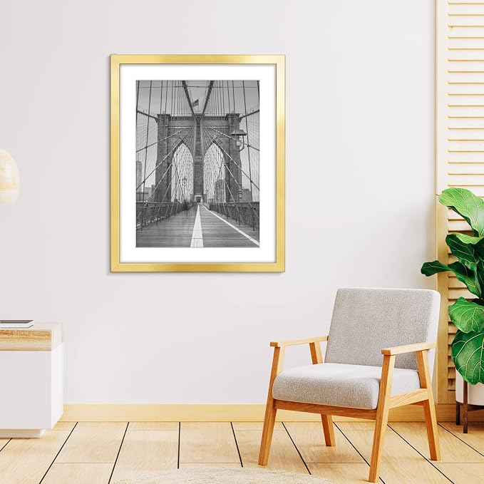 LaVie Home 22x28 Picture Frame Gold Poster Frame,Display Pictures 18x24 with Mat or 22x28 Without Mat, Stable and Sturdy Frame and Polished Plexiglass, Horizontal and Vertical Format of The Walls