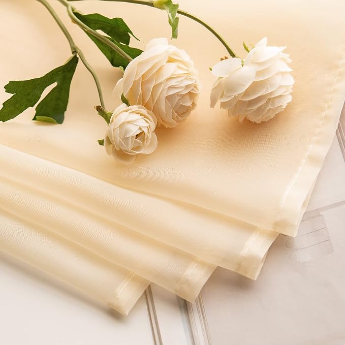 MIULEE Short Sheer Curtains 30 Inch Length for Kitchen Bathroom Cafe Half Window Treatment, Rod Pocket Tier Curtains 2 Panels, 29x30 Inches Long, Cream Beige