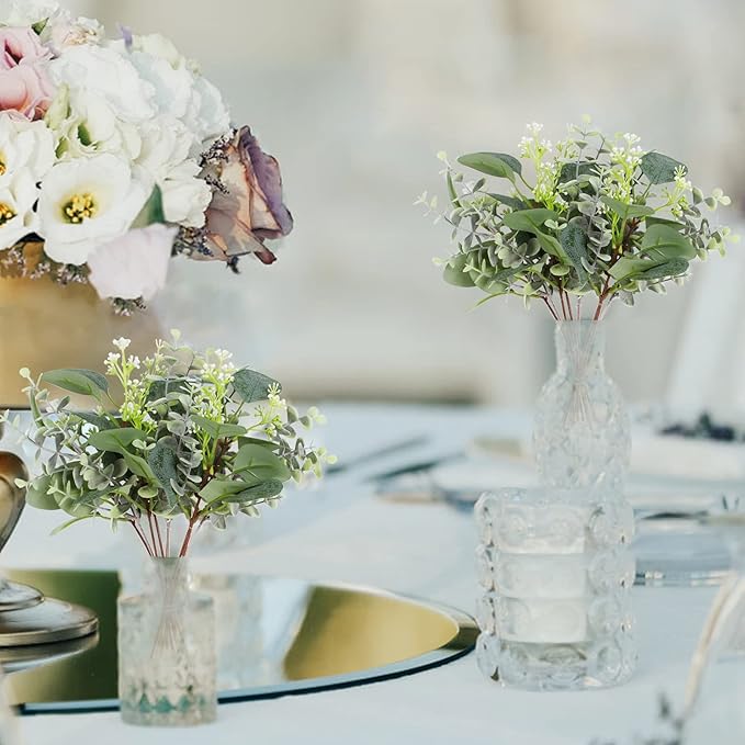 ZeKonan 120 PCS Artificial Eucalyptus Stems Bulk Faux Silver Dollar Leaves for Vase Bouquets Baby Eucalyptus Leaves for Family Wedding Center Flower Arrangement