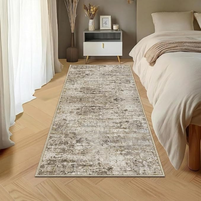 2x6 Rug for Entryway Hallway-No Slip Soft Carpets Modern Abstract Indoor Floor Stain Resistant Carpet for Bedroom Dining Room Farmhouse Nursery Home Office Brown
