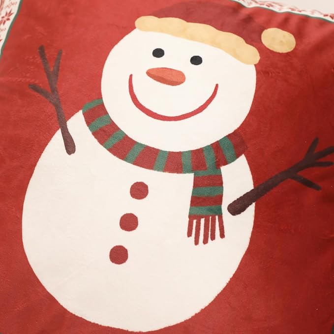 ISAENNE French Chrismas Velvet Throw Pillow Cover,Set of 2,18"x18"-Carol D | Vintage Square Pillow Cover,Concealed Zipper Design,Pinecones Pattern,Sofas,Bedroom,Living Room,Lounge Chairs,Decor