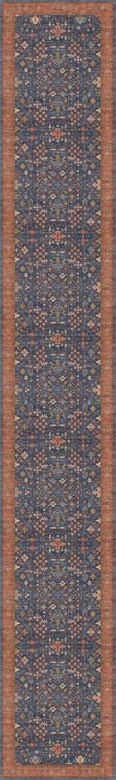 Hazo Haus Washable 3x20 Extra Long Hallway Runner Rug, Navy Blue Large Kitchen Floor Rug Indoor, Non-Slip Stain & Fade Resistant, Vintage Boho Floral Décor