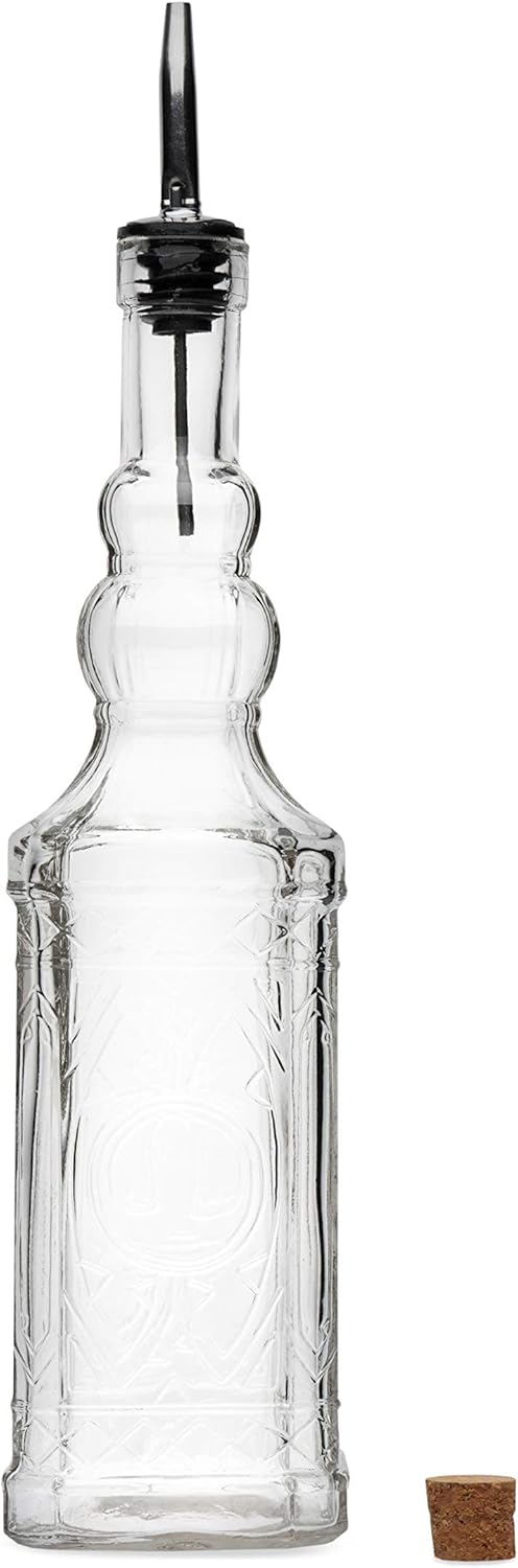 Large Clear Decorative Glass Bottle with Spout and Cork, 32oz, 1 Bottle - Design: COGNAC (3in X 11.9in)