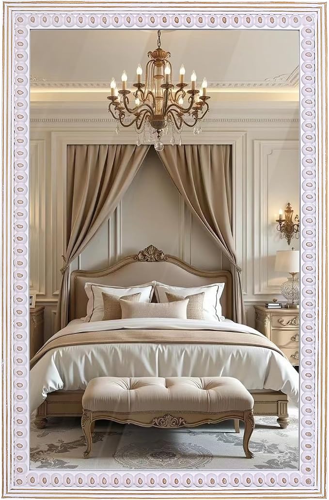36x24 Inch Rectangle Wall Mirror, Wooden Rectangular Bathroom Mirrors | Mount Vertically or Horizontally to Fit Powder Rooms, Over Sink, Apartments, Entryway, Bedroom, Hallways, or Guest Areas