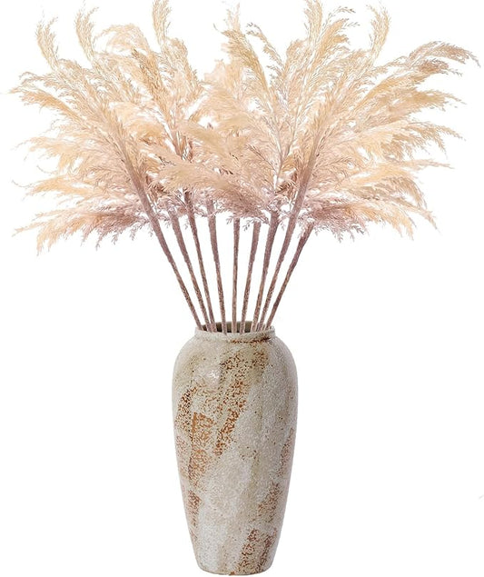 Giegxin 6 Pcs 33.5 Inch Artificial Pampas Grass Branches Faux Leaf Spray Pampas Grass Branches Artificial Stems Fake Plants Stems for Home Office Vase Filler Wedding Party Decoration Centerpiece