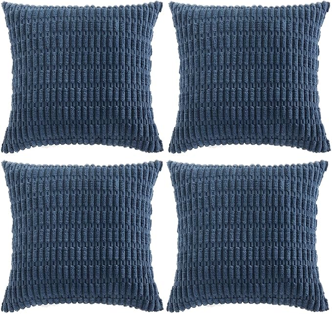 Fancy Homi 4 Packs Decorative Throw Pillow Covers for Living Room Couch Bed, Modern Farmhouse Boho Home Décor Accent Cushion Case, 14" x 14", Dusty Blue