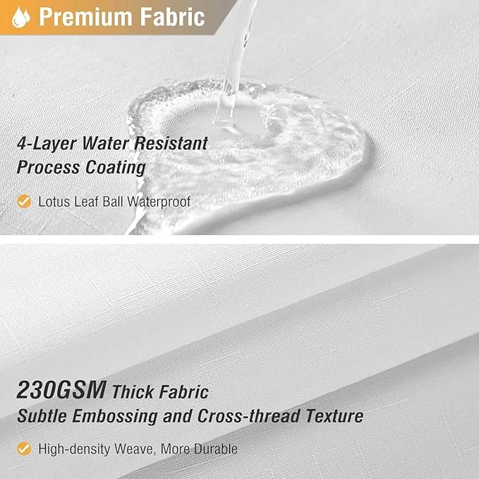 BTTN Fabric Shower Curtain, Linen Textured Heavy Duty Polyester Cloth Shower Curtain Set with Plastic Hooks, White, 84" W x 72" L (Pack of 1)