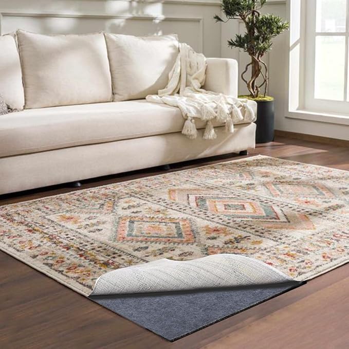 Felt Rug Pad - 1/8 10x14 Thick Foot Extra Large Area Liner for All Floors and Trims, Thick Pad for Hardwood Floors Under Rugs, Keeps Rugs Softly and Securely in Place