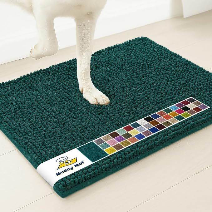 Muddy Mat® | Super Water Absorbent Door Mat Indoor, Microfiber Quick Dry Chenille Entryway Rug,Slip Resistant Front Door Mat,Indoor Mats for Entryway,Machine Washable Pet Rug, Atlantic Blue 32" x 40"