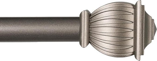 Kenney KN71673 Beckett Soft Square End Standard Decorative Window Curtain Rod, 28-48" Adjustable Length, Pewter Finish, 5/8" Diameter Steel Tube, 1-Pack