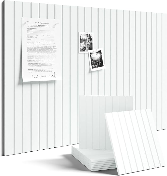 Fluxynara Large Felt Bulletin Board 36"x24" Cork Board Alternative - 6 Pack with 32 Safe Removable Adhesive Tabs, Cork Boards for Walls for Home Office Classroom Pin Board-Cold White