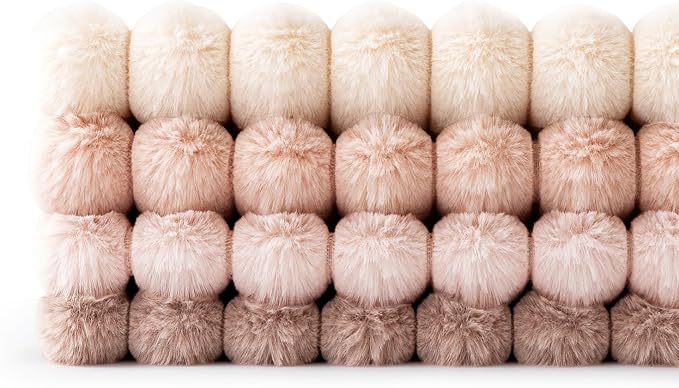 MIULEE Faux Fur Plush Decorative Throw Pillow Covers 18x18 Set of 4, Valentine's Day Cute Modern Soft Romantic Fuzzy Striped Cushion Covers for Sofa Couch Bed Living Room Cozy Home Decor,Pink