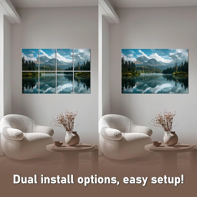 FurnoFlexArt Acoustic Panels Tiles Decorative Room Sound Proof Foam Absorbing Panels Noise Dampening Canceling Reducing Blocker for Walls (Mountain Lake View, 48 * 32 in)