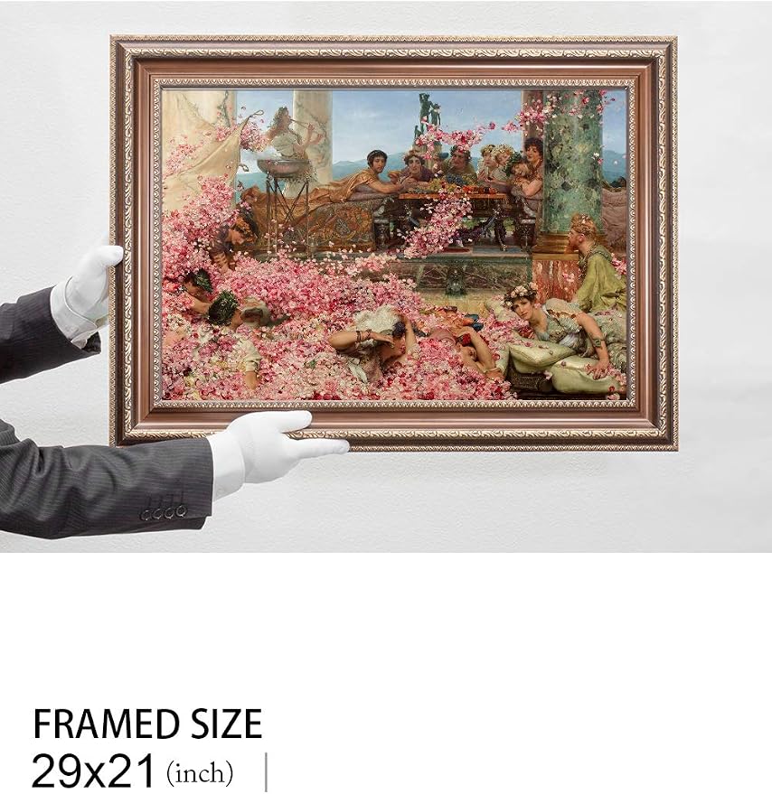DECORARTS - The Roses of Heliogabalus by Lawrence Alma-Tadema. Oil Painting Reproduction, Giclee Print on Canvas. Ready to Hang, Wall Art for Home and Office Decor. Total Size w/Frame: 28.75x20.75