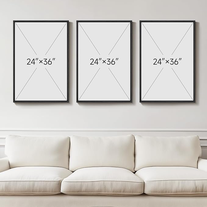 Large Framed Modern Abstract Wall Art for Living Room, Minimalist Bright Style Prints Wall Paintings Artwork for Walls, Silver Gray Contemporary Luxury Pictures for Hallway, Office Wall Decor 24x36 In