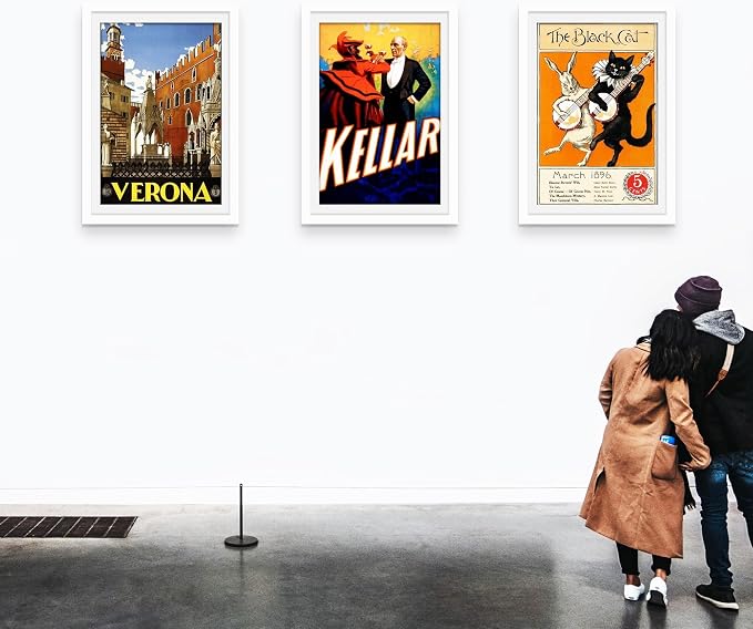 Picrit 27x40 inch Poster Frame 3 Pack, White Poster Frame, Display Poster 24 x 36 with Mat or 27 x 40 without Mat for Horizontal or Vertical Wall Mounting
