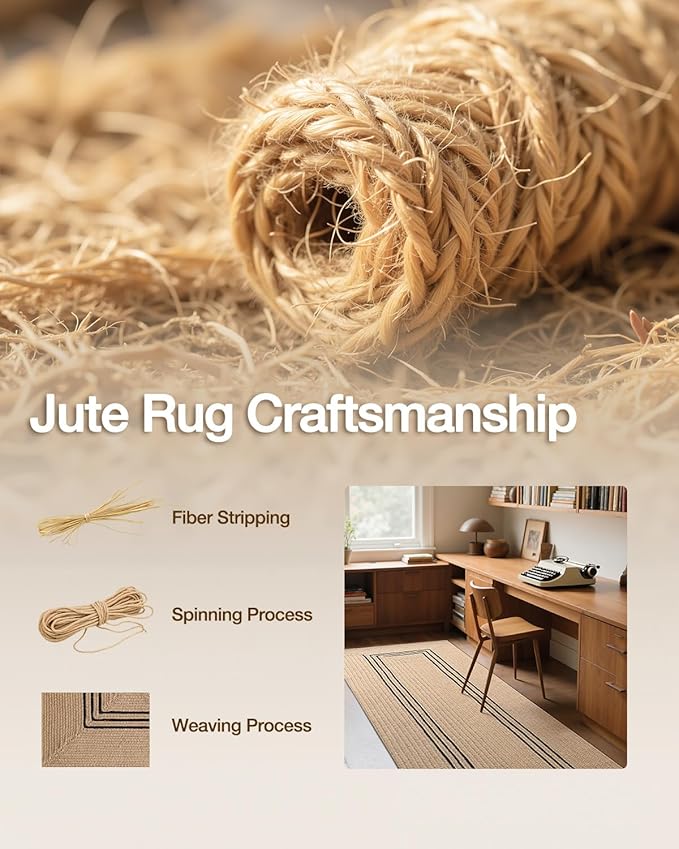 LUMI 3x7 Jute Runner Rug Non Slip for Hallway, Natural Rustic Carpet No Shedding, Farmhouse Braided Area Mat Indoor High Traffic for Living Room, Entryway, Kitchen, Laundry
