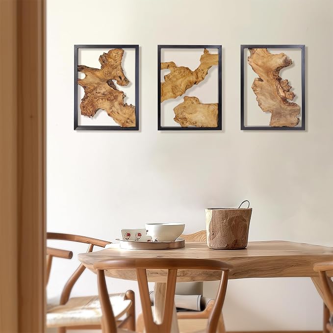 Modern Wood Wall Decor- Natural wood Handcrafted Rustic Charm for Your Home - Perfect for Living Room, Bedroom,Kitchen,or Office