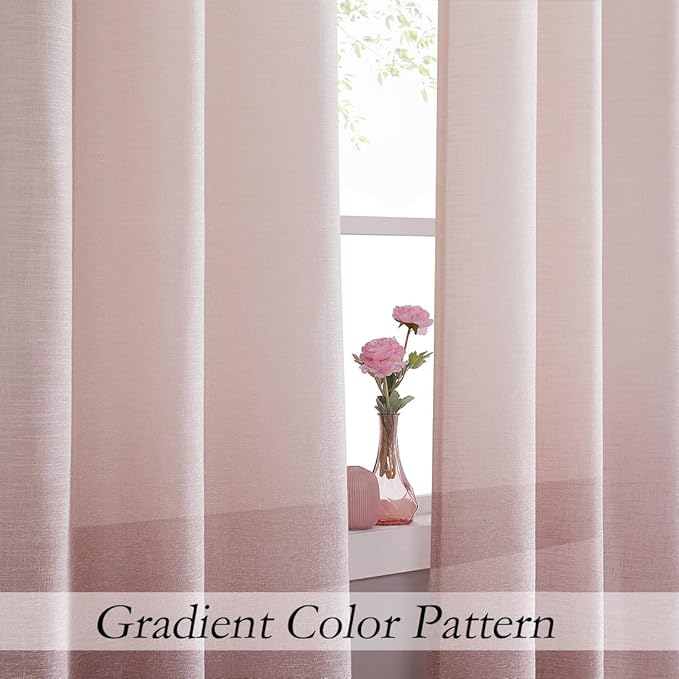 Central Park Mauve Ombre Door Curtain 100" Extra Wide Light Filtering Gradient Print on Rayon Blend Fabric Window Treatment for Sliding Patio Door with Grommets，Cream White to Pink，100" x 84", 1 Panel