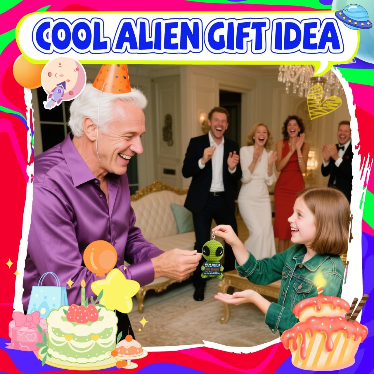 Cute Crochet Alien Plush Toy Unique Birthday Gift for Boys Girls Friends Man Women Handmade Alien Stuffed Animal Funny Space Theme Present for Kids, Teens Sci-Fi Fans