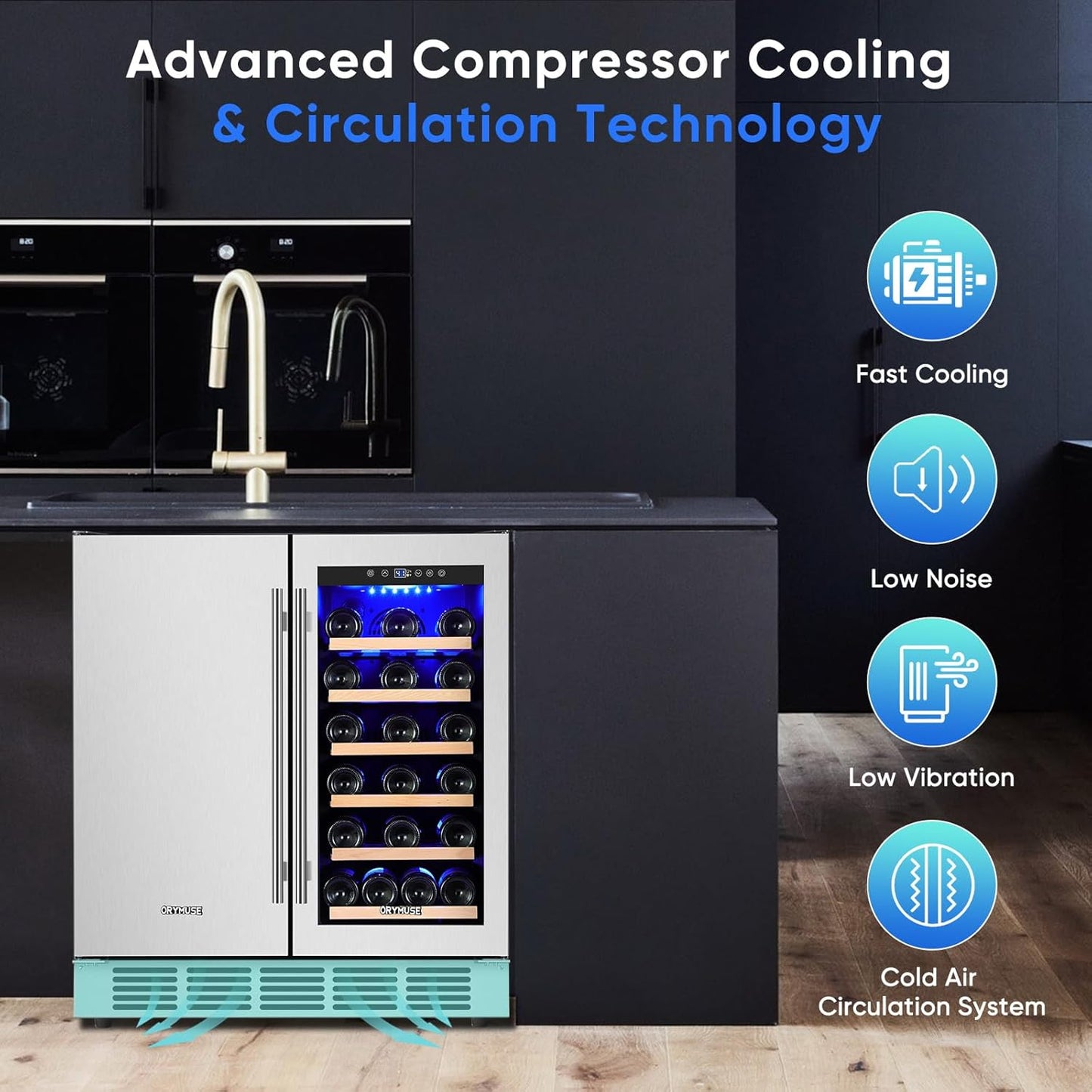 30" Stainless Steel Wine & Beverage Refrigerator - Dual Zone, Built-in/Freestanding with Upgraded Cooling - 30 Bottles & 110 Cans Capacity