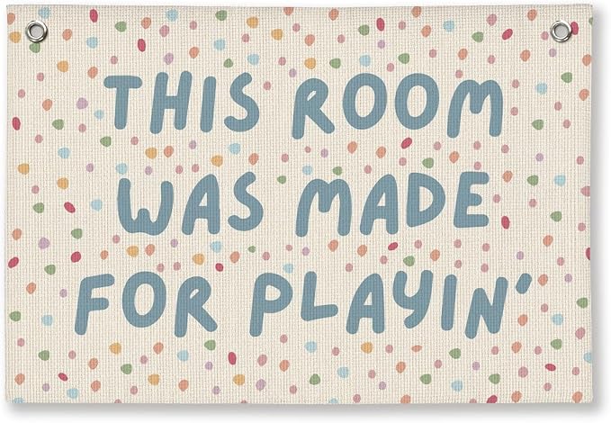 Playroom Wall Decor, Playroom Toddler Decor Hanging Linen Banner, Play Room Wall Decor for Nursery, 20x30 Inch