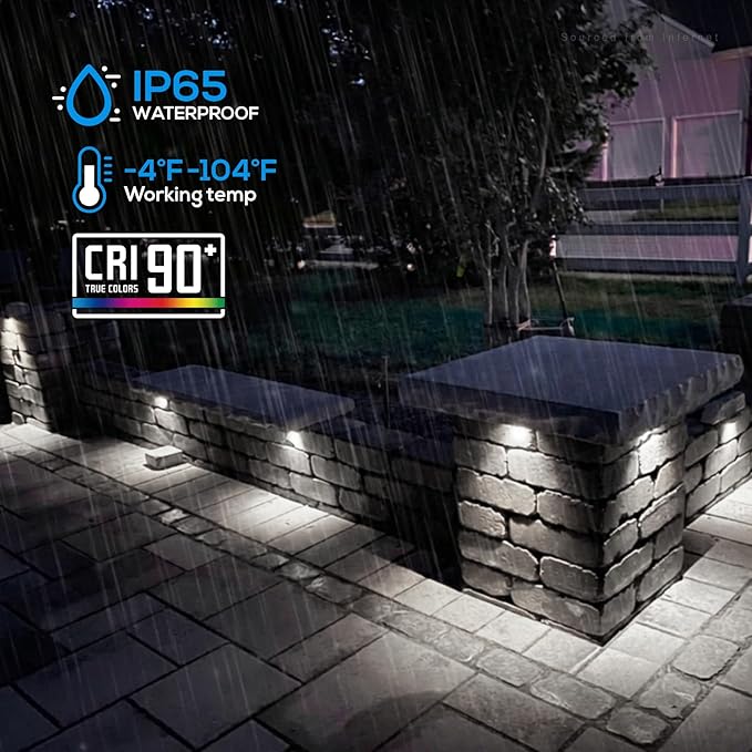 LEONLITE 8-Pack 4 Inch LED Hardscape Lighting, 1W/2W/3W, 5000K Daylight | Update Dimmable Retaining Wall Lights, Low Voltage Landscape Lighting, 12-24V AC/DC Paver Light, Outdoor Step Lights, ETL