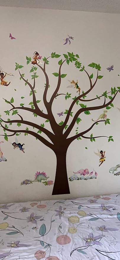 Amaonm Removable Cartoon Giant Brown Tree Wall Decals DIY Leaves Wall Sticker Peel and Stick Wall Decor for Nursery Kids Girls Nursery Room Bedroom Living Room Offices Kindergarten Decoration(Tree)