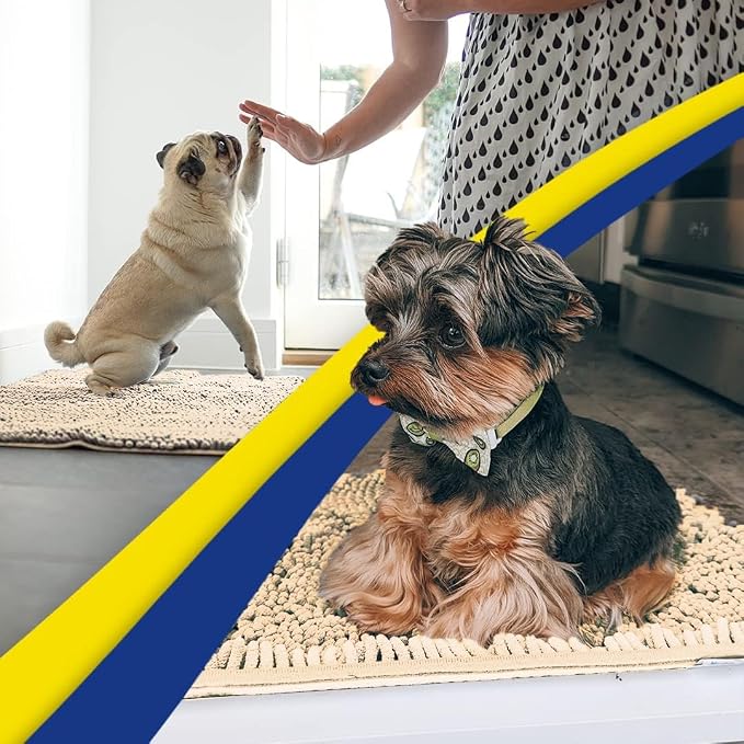 Muddy Mat® | Super Water Absorbent Door Mat Indoor, Microfiber Quick Dry Chenille Entryway Rug, Slip Resistant Front Door Mat, Indoor Mats for Entryway, Machine Washable Pet Rug, Beige 24"x120"