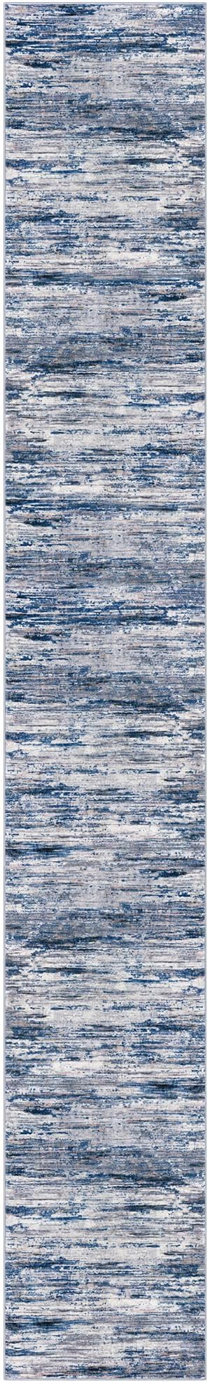 SIILOOM 2.6x18 Modern Abstract Runner Rug for Hallways, Navy Blue Gray Neutral Multi Super Soft Hallway Decor Kitchen Rugs with Non-Slip, Non-Shedding Washable Rug for Entryway Bedroom Indoor