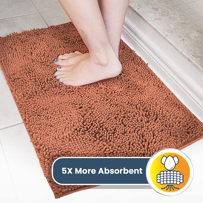 Muddy Mat® | Super Water Absorbent Door Mat Indoor, Microfiber Quick Dry Chenille Entryway Rug, Slip Resistant Front Door Mat, Indoor Mats for Entryway, Machine Washable Pet Rug, Peach 20" x 30"