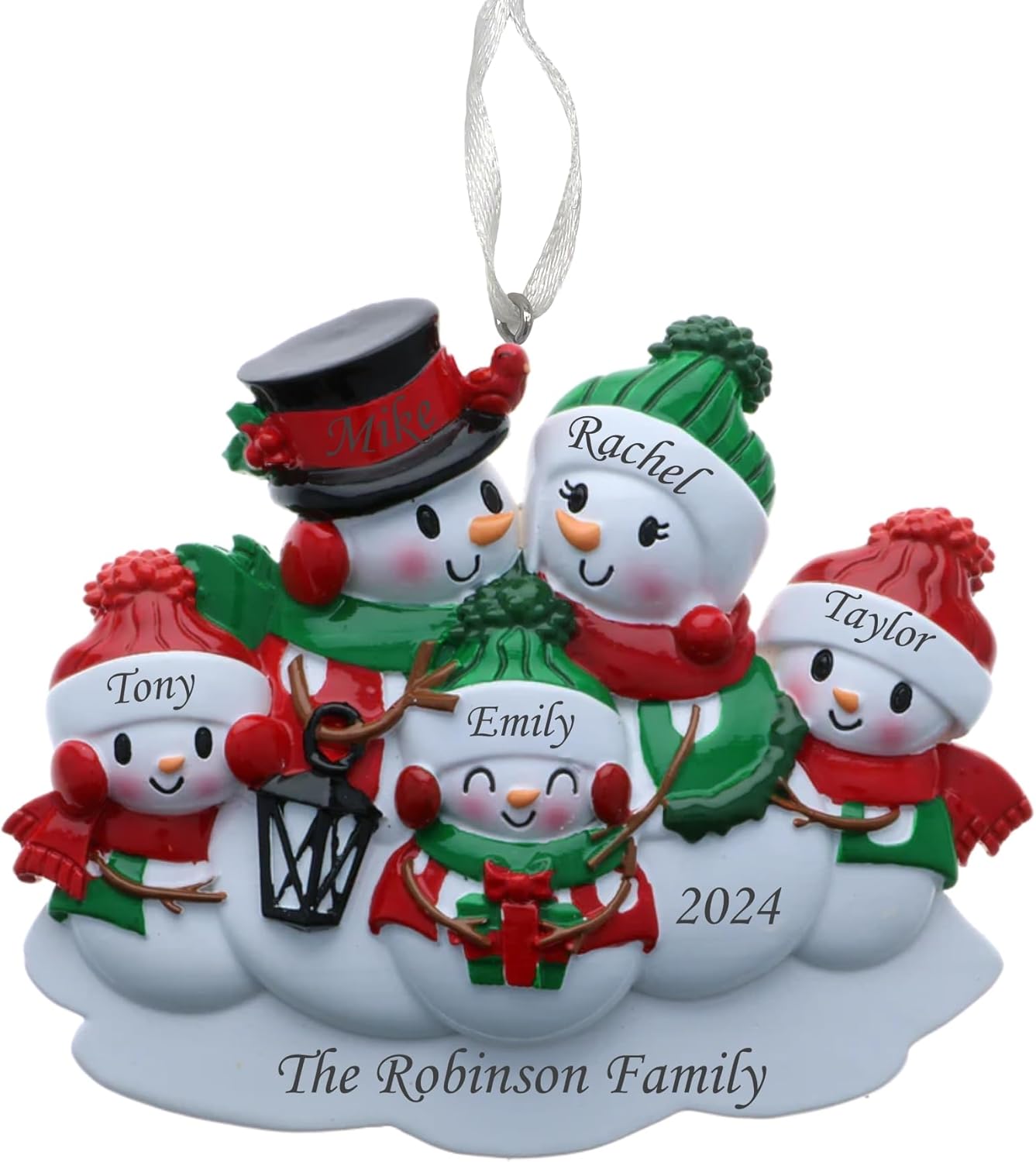 2025 Family Christmas Ornament – Personalized Ornament for Families – Custom Snowman Family Ornament – Holiday Tree Decoration Keepsake Gift (Family of 5)