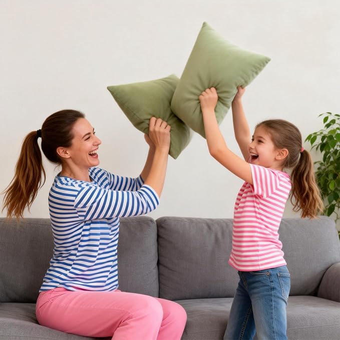 Throw Pillows with Inserts Included, 18x18 Couch Pillows,Throw Pillows for Couch,Olive Green Throw Pillow 2 Pack.