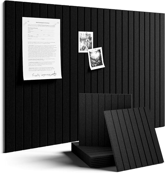 Fluxynara Large Felt Bulletin Board 36" x 24" Cork Board Alternative-6 Pack with 32 Safe Removable Adhesive Tabs, Cork Boards for Walls Cork Board for Home Office Classroom Pin Board -Black