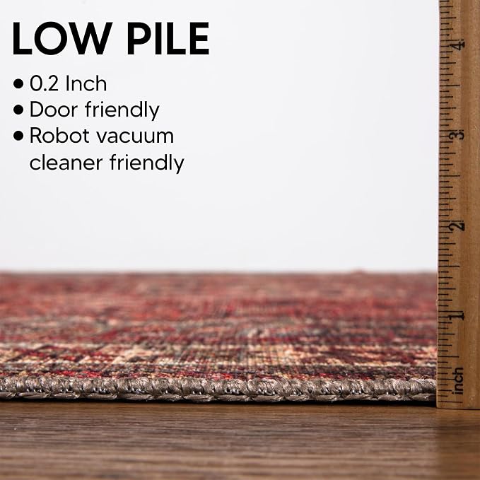 Keen Home Design 30"x120" Rug - Machine Washable Runner with Non-Slip Backing, Ideal for Hallway, Entryway, Kitchen, Laundry Room - Vintage, Easy Clean, Durable, Low Pile Rug - (2'6" x 10')