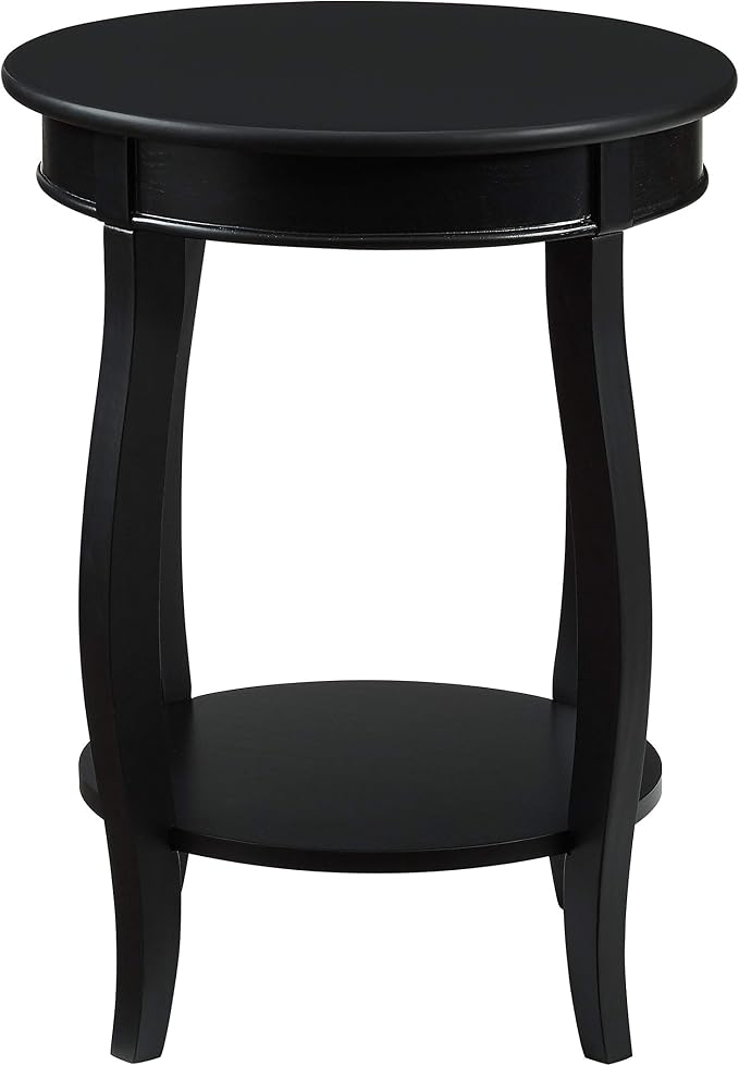 Powell Furniture Round Table with Shelf, Black