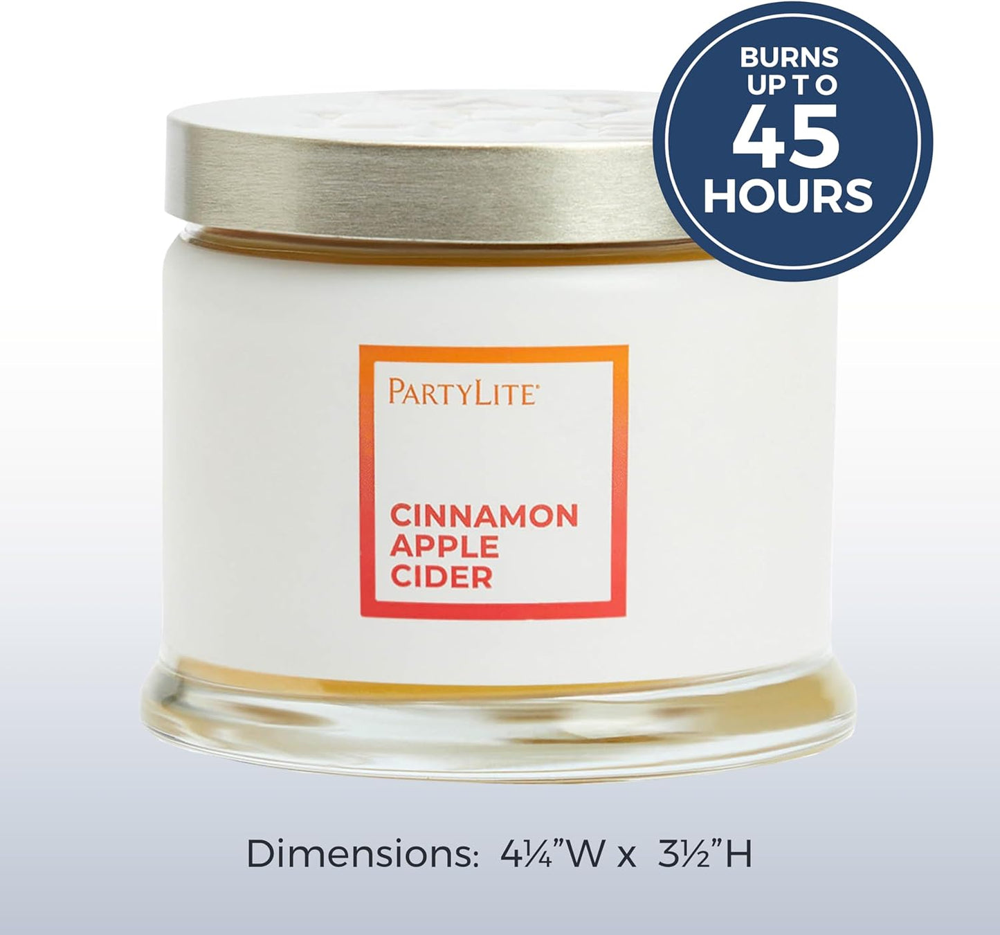 PartyLite 3-Wick Jar Candle, Highly Fragranced Clean Burning Glass Candle, 25-45 Hours Burn Time (Cinnamon Apple Cider)