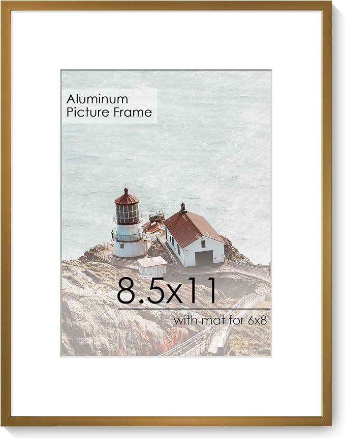 8.5x11 Certificate Frame, Aluminum Diploma Frame for Document, Bronze | Warm Bronze Document Frame with 6x8 Opening for Diploma, Certificate, Award & Letter Size Photo | Wall Kit Included