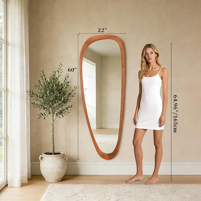 WallBeyond Asymmetrical Mirror, Irregular Mirror Full Length, Boho Wall Mirrors Decorative for Bedroom Living Room Entryway Hall, Mid Century Modern Decor 60" H x 22" W