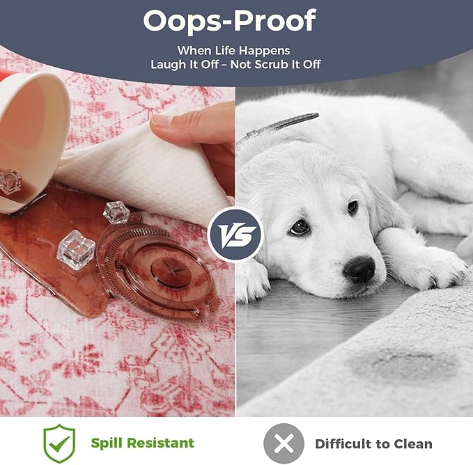 OPPODREAM Vintage Pink Area Rugs 10x14, 10 x 14 Retro Washable Rug Non Slip, Low-Pile Faux Wool Carpet, Distressed Floor Mat for Living Room, Bedroom, Office, Dorm, Dinning Room, Big & Large