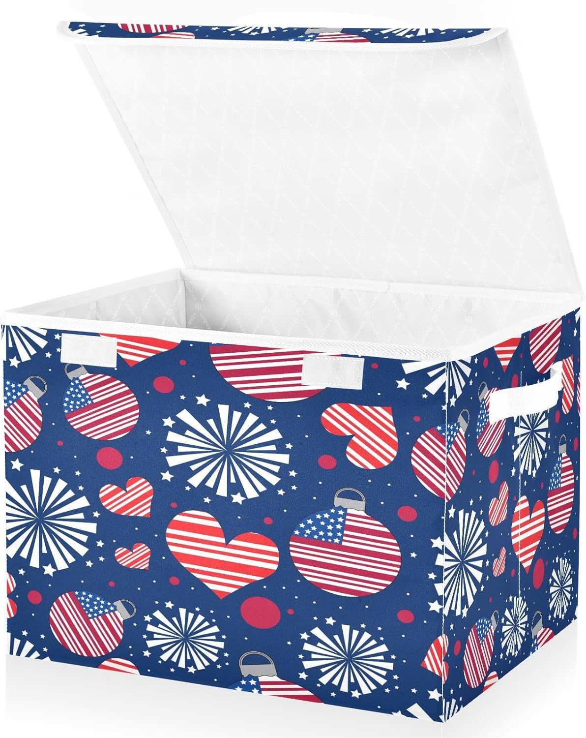 susiyo Happy New Year American fabric storage baskets with lids,Collapsible Storage Boxes,Foldable storage boxes with handles for Home,Office,Closet Organization